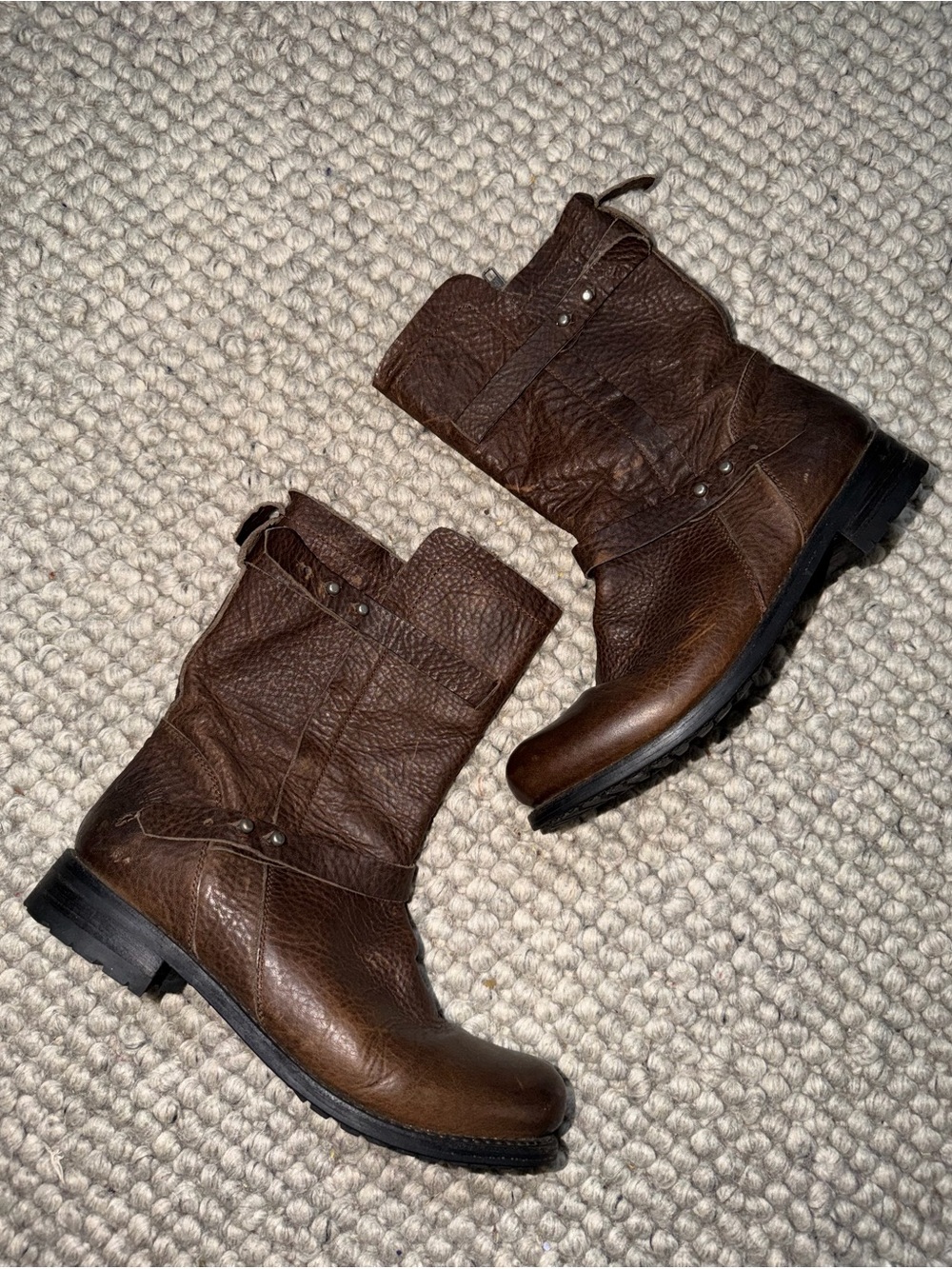 Blackstone Handcrafted Dark Taupe Leather Zip Up Moto/Biker Boots